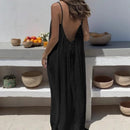 Vestido Feminino Casual de Verão 2026 com Alça Fina e Caimento Solto, Cor Sólida, para Férias e Lazer em Casa