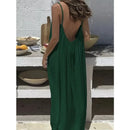 Vestido Feminino Casual de Verão 2026 com Alça Fina e Caimento Solto, Cor Sólida, para Férias e Lazer em Casa